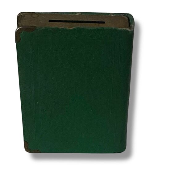 Green Metal Book Bank Advertising Small Souvenir Collectible Vignette Piece - Picture 3 of 10